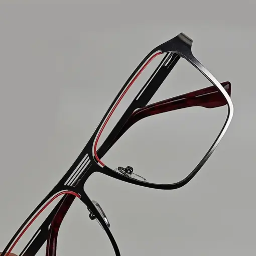Silver Bold Metal Eyeglasses - 18716