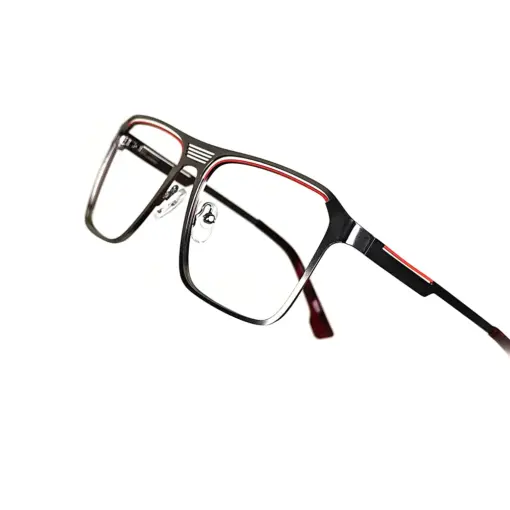 Silver Bold Metal Eyeglasses - 18716