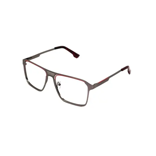 Silver Bold Metal Eyeglasses - 18716