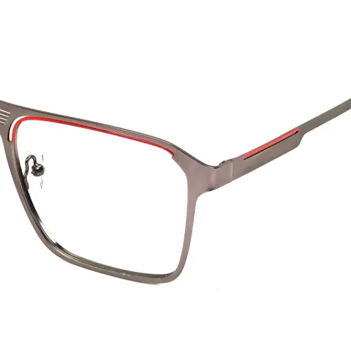 Silver Bold Metal Eyeglasses - 18716