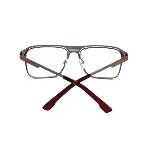 Silver Bold Metal Eyeglasses - 18716