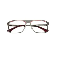 Silver Bold Metal Eyeglasses - 18716