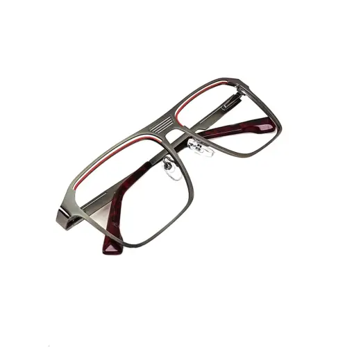 Silver Bold Metal Eyeglasses - 18716