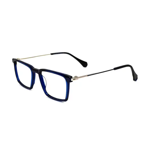 Blue Rectangular Acetate Eyeglasses at chashmah