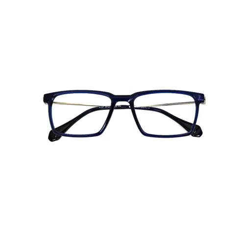 Blue Rectangular Acetate Eyeglasses at chashmah