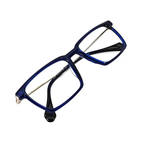 Blue Rectangular Acetate Eyeglasses at chashmah