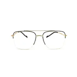 Black-Gold Half-frame Turban Fit Eyeglasses