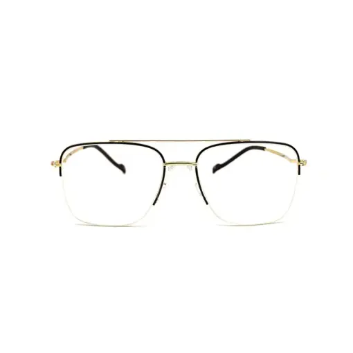 Black-Gold Half-frame Turban Fit Eyeglasses