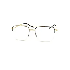 Black-Gold Half-frame Turban Fit Eyeglasses