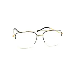 Black-Gold Half-frame Turban Fit Eyeglasses