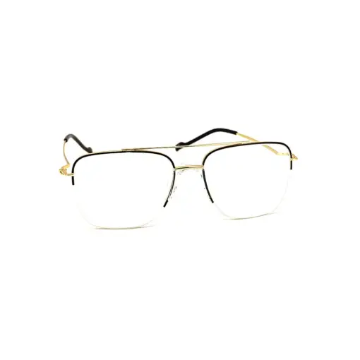 Black-Gold Half-frame Turban Fit Eyeglasses