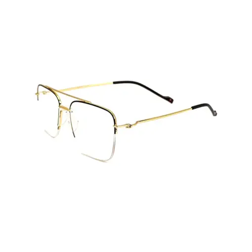 Black-Gold Half-frame Turban Fit Eyeglasses