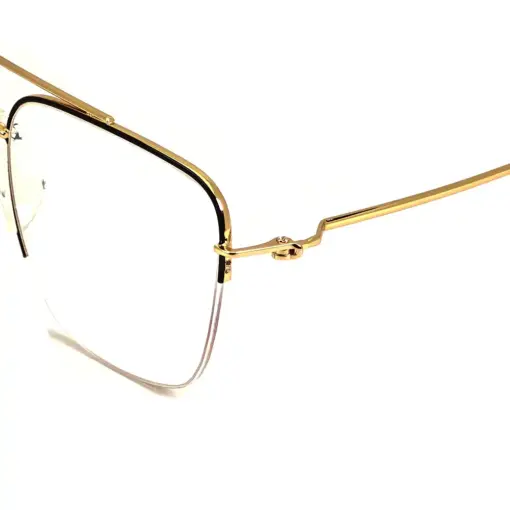 Black-Gold Half-frame Turban Fit Eyeglasses