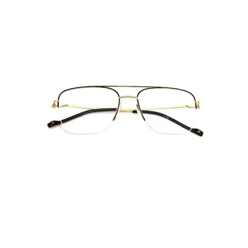 Black-Gold Half-frame Turban Fit Eyeglasses