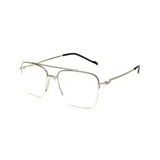 Silver Half-frame Turban Fit Eyeglasses