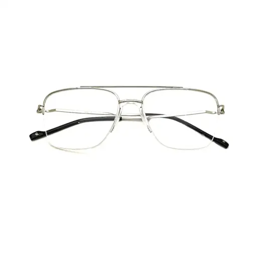 Silver Half-frame Turban Fit Eyeglasses