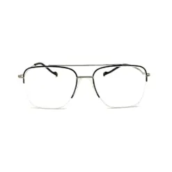 Silver-black Half-frame Turban Fit Eyeglasses