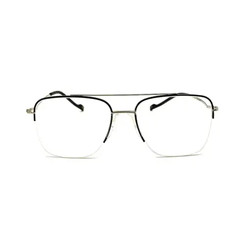 Silver-black Half-frame Turban Fit Eyeglasses