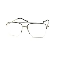 Silver-black Half-frame Turban Fit Eyeglasses