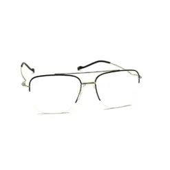 Silver-black Half-frame Turban Fit Eyeglasses