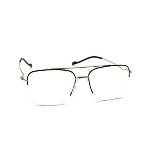 Silver-black Half-frame Turban Fit Eyeglasses