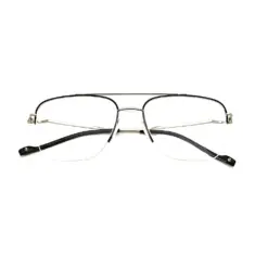 Silver-black Half-frame Turban Fit Eyeglasses