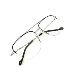 Silver-black Half-frame Turban Fit Eyeglasses