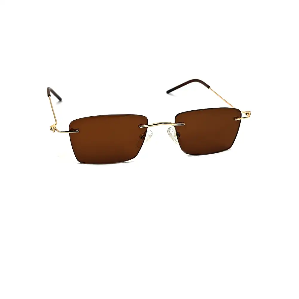 Brown Rimless Turban Fit Sunglasses - 4186s 3 Brown Rimless Turban Fit Sunglasses