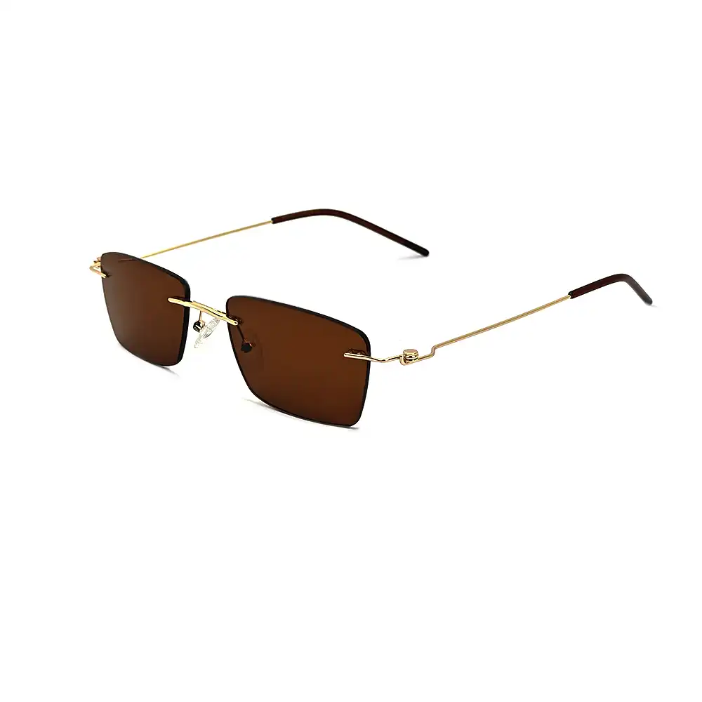 Brown Rimless Turban Fit Sunglasses - 4186s 4 Brown Rimless Turban Fit Sunglasses