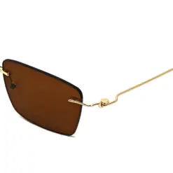 Brown Rimless Turban Fit Sunglasses - 4186s 14 Brown Rimless Turban Fit Sunglasses