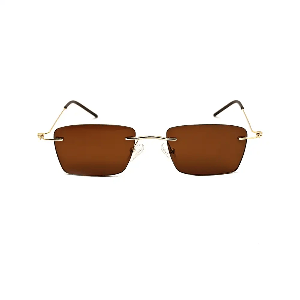 Brown Rimless Turban Fit Sunglasses - 4186s 1 Brown Rimless Turban Fit Sunglasses