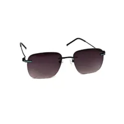 Grey Black Dual Tone Rimless Turban Fit Sunglasses