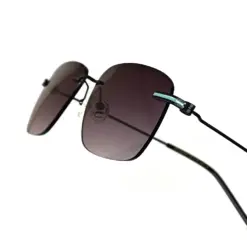 Grey Black Dual Tone Rimless Turban Fit Sunglasses