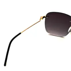 Grey Gold Dual Tone Rimless Turban Fit Sunglasses