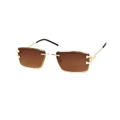 Brown Rimless Turban Fit Sunglasses