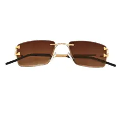 Brown Rimless Turban Fit Sunglasses