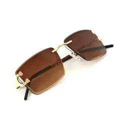 Brown Rimless Turban Fit Sunglasses