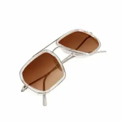Transparent White Brown Turban Fit Sunglasses - 51004