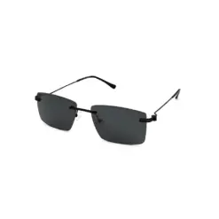 Black Grey Turban Fit Rimless Sunglasses