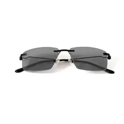 Black Grey Turban Fit Rimless Sunglasses