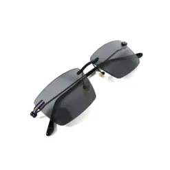 Black Grey Turban Fit Rimless Sunglasses