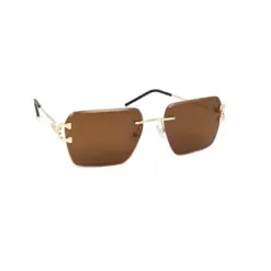 Brown Rimless Turban Fit Sunglasses