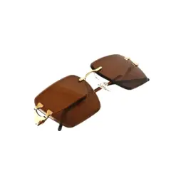 Brown Rimless Turban Fit Sunglasses