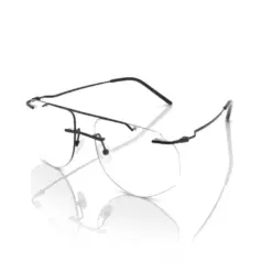 Modern Gun-Black Turban Fit Rimless Eyeglasses