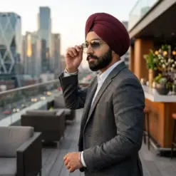 Alternative view of Classic Aviator Grey Dual Turban Fit -101