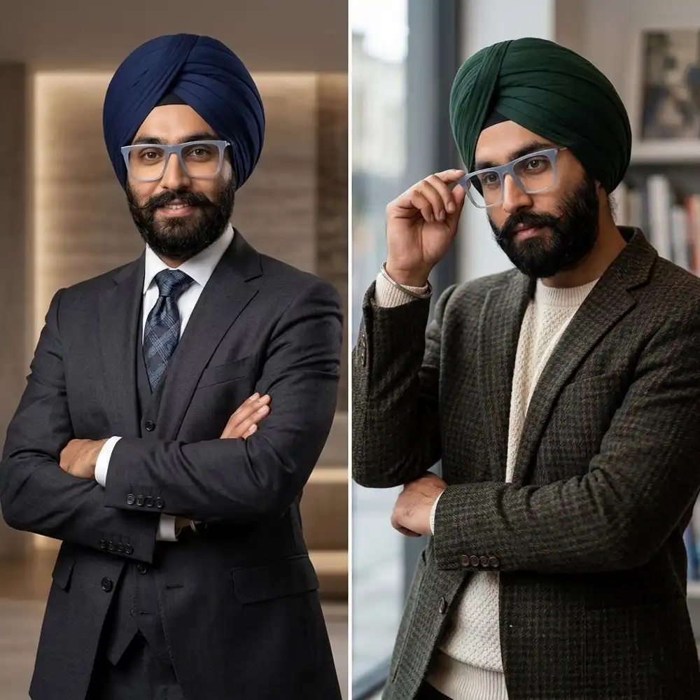 Blue Oversized Turban Eyeglasses - 47005 3 TURBAN FIT EYEGLASSES AT CHASHMAH.COM