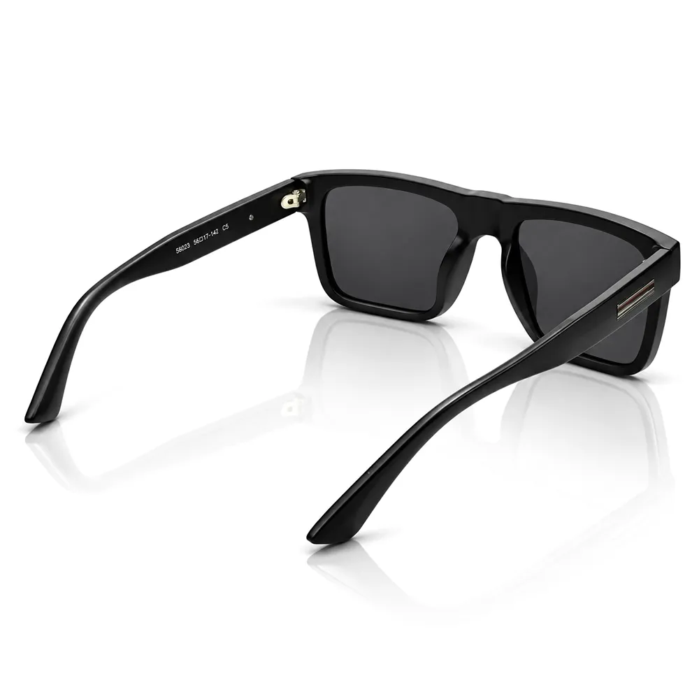 Black Polarized Square Sunglasses - 8490 4 Black Polarized Square Sunglasses