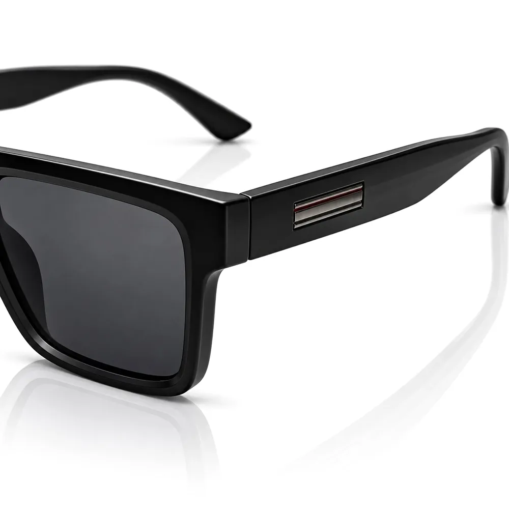 Black Polarized Square Sunglasses - 8490 5 Black Polarized Square Sunglasses