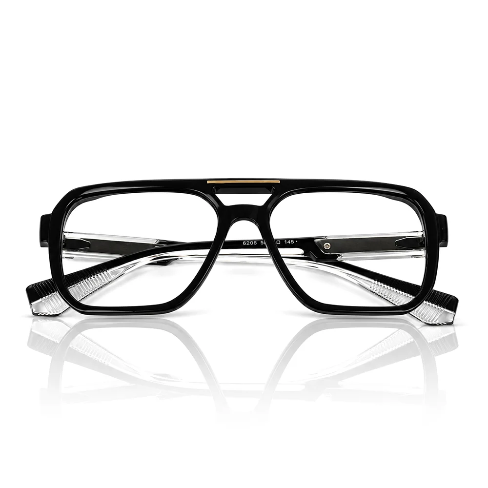 Black Bold Aviator Eyeglasses - 6206 4 Buy Black Bold Aviator Eyeglasses Online