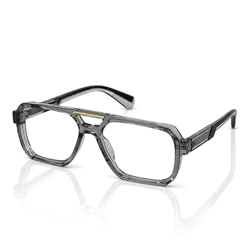 Glass Grey Bold Aviator Eyeglasses - 6206 2 Buy Glass Grey Bold Aviator Eyeglasses Online